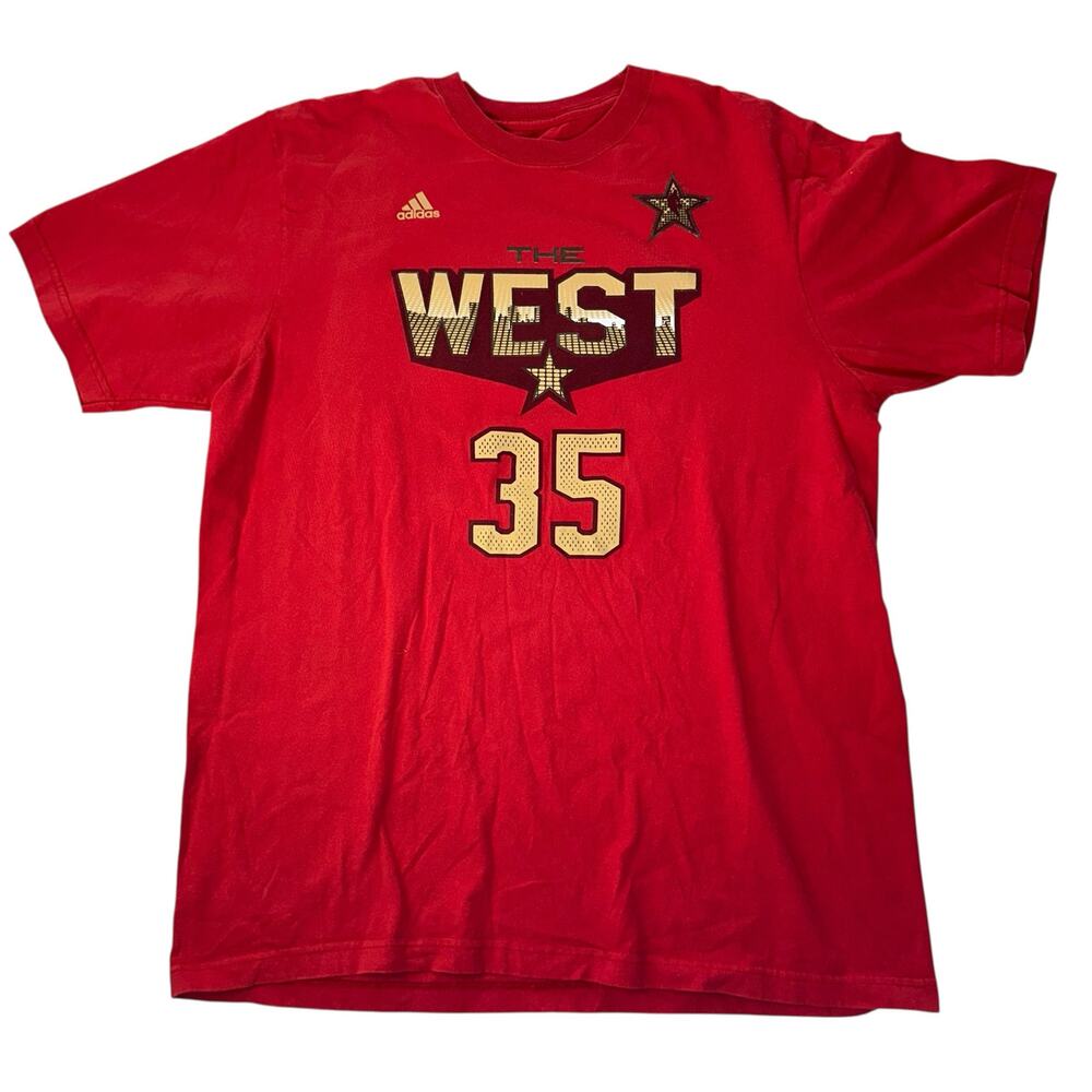 Mens T-Shirt Size XL The West NBA Kevin Durant 35 Red Gold Black Basketball